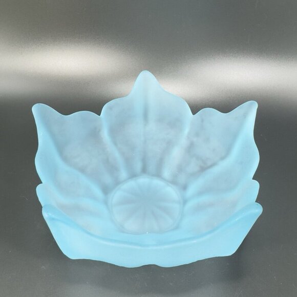 Viking Petal Lotus Spring Blossom Bowl Dish Blue Frost Satin Textured Vintage - Picture 14 of 14